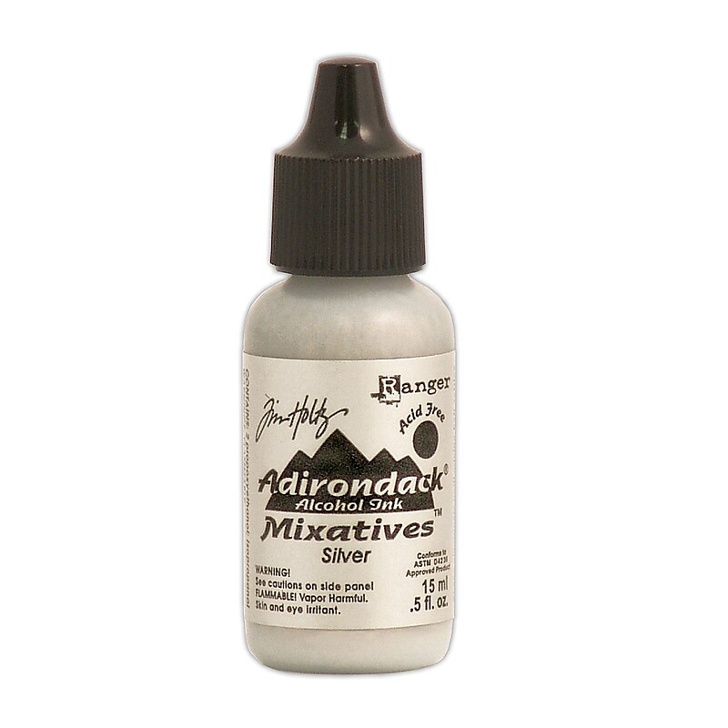 Ranger Tim Holtz Adirondack Alcohol Ink Bottles, Silver Mixatives, 3/Pack (3PK-TIM22176) image 1