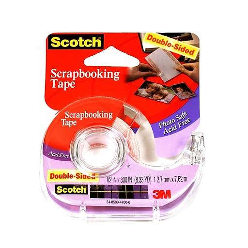 3M Double-Sided Scrapbooking Tape 1/2 In. X 8.33 Yd. Roll [Pack Of 3]  (3PK-002)