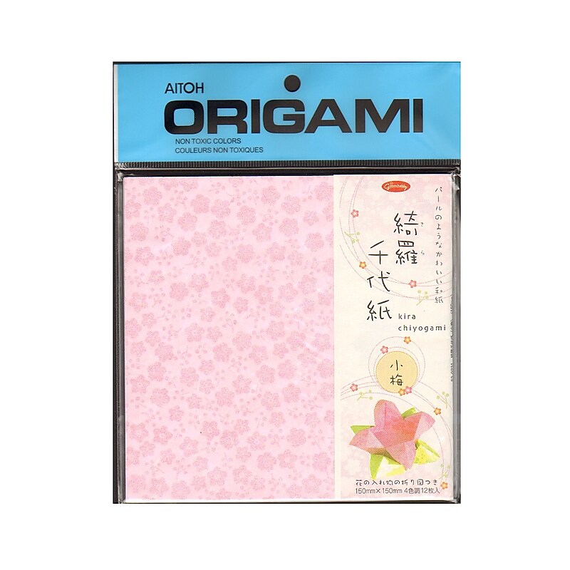 Aitoh Origami Paper 5 7/8 In. X 5 7/8 In. Kira Chiyogami Plum Leaves 12 Sheets (83-0731) image 1