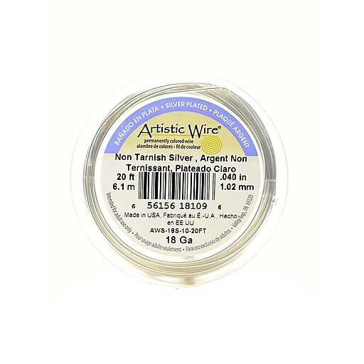 Artistic Wire Tarnish Resistant Silver 20 Gauge, 25 Feet