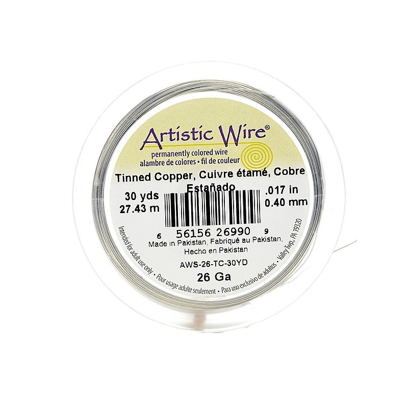 Artistic Wire Spools 30 Yd. Tinned Copper 26 Gauge [Pack Of 4] (4PK-AWS-26-TC-30YD) image 1