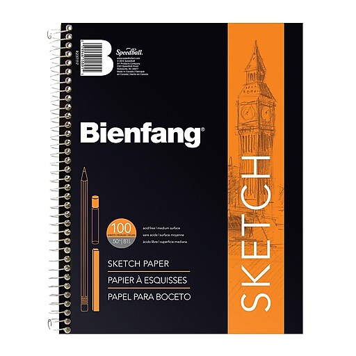 Bienfang 11" x 14" Wire Bound Sketch Pad, 100 Sheets/Pad, 2/Pack (53159PK2) Staples