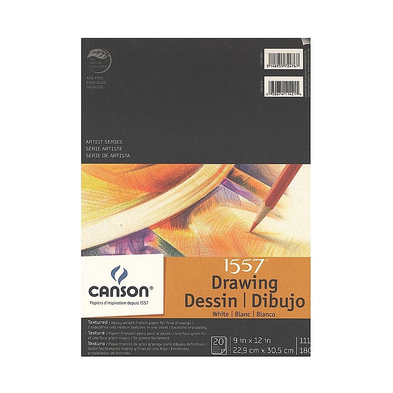 Canson C A Grain Drawing Paper Pads, 9 In. x 12 In., Pack Of 3 (3PK-100510886) image 1