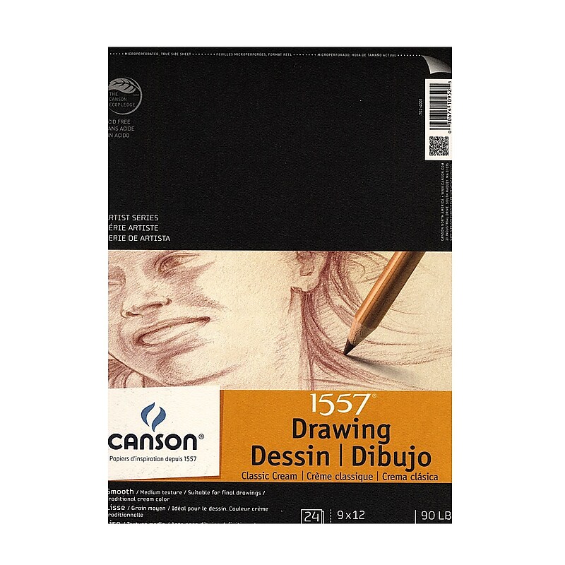 Canson 9" x 12" Wire Bound Drawing Sketch Pad, 24 Sheets/Pad, 3/Pack (46117-PK3) image 1