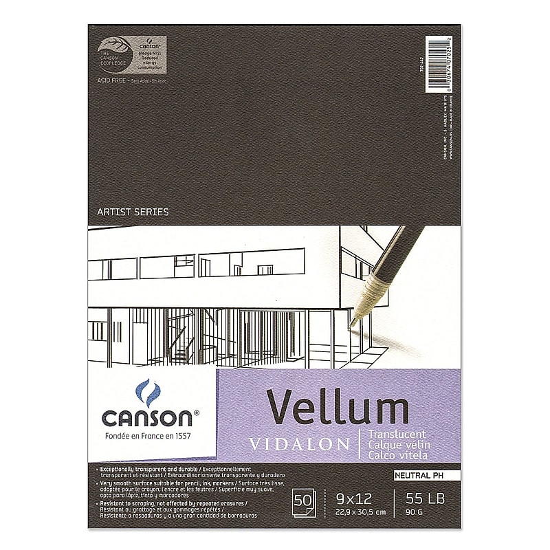 Canson Vidalon Tracing Vellum, 9 In. x 12 In., Pad Of 50 Sheets (100510983) image 1