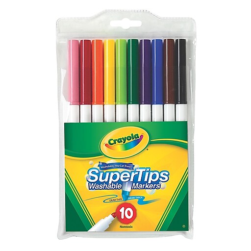 Crayola Washable Super Tip Fineline Markers, Assorted, Set of 10, Pack Of  12, (12PK-58-8610)