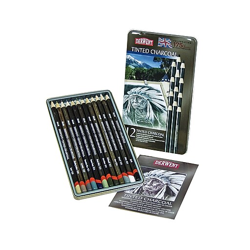 Derwent Charcoal Pencil, Assorted Colors, 12/Pack (59860) Staples