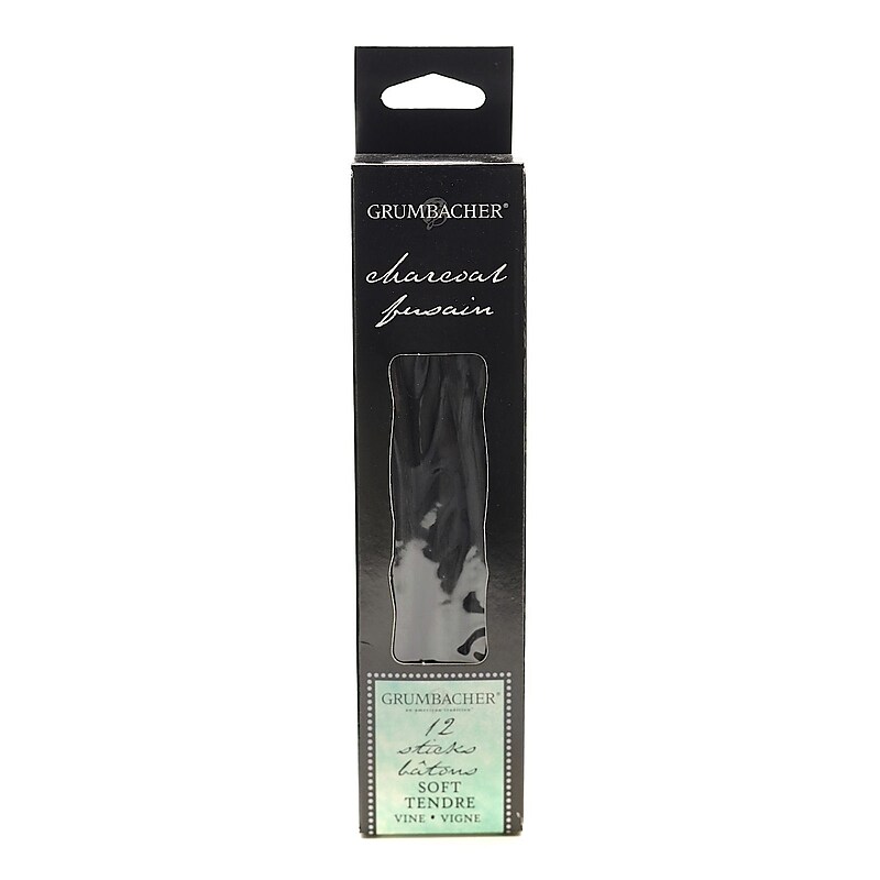 Grumbacher Artists' Soft Vine Charcoal, Black, 12/Pack, 2/Pack (50041-PK2) image 1