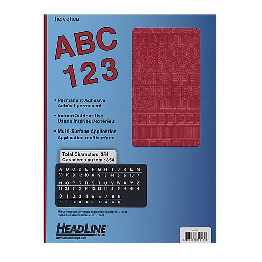 Headline Red Vinyl StickOn Letters 1/2 In. Helvetica Capitals And
