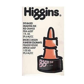 Higgins Color Drawing Inks Red Orange Dye Based / Non-Waterproof 1 Oz. [Pack Of 4] (4PK-44207)