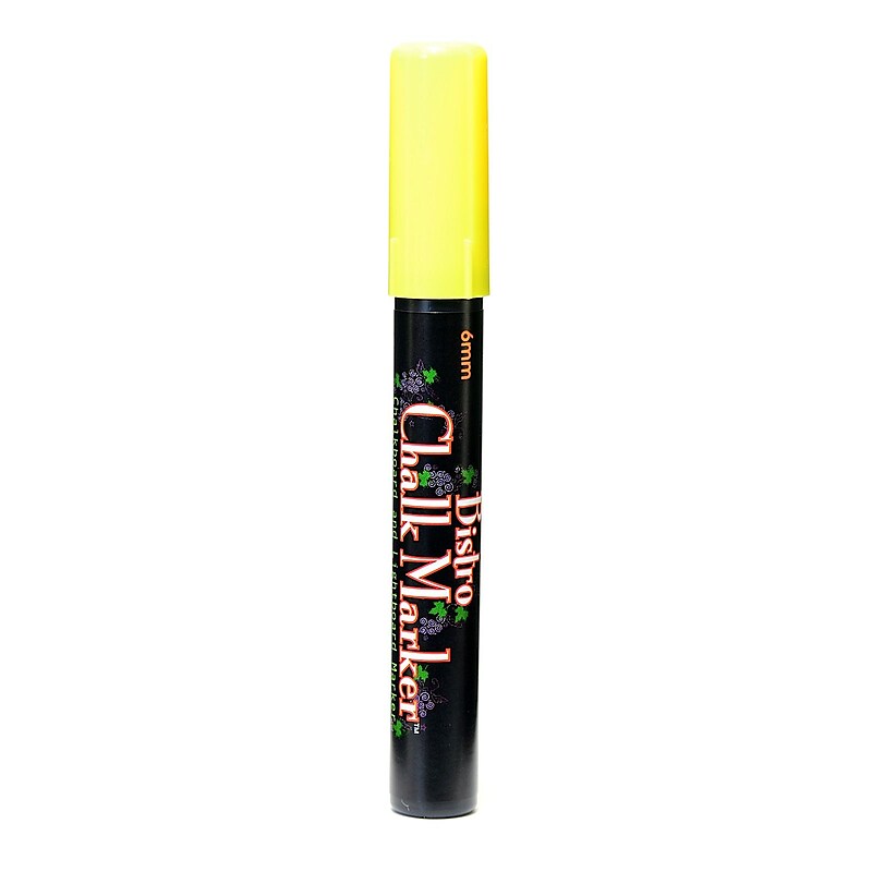 Marvy Uchida Bistro Chalk Markers Yellow Broad Point [Pack Of 6] (6PK-480S-5) image 1