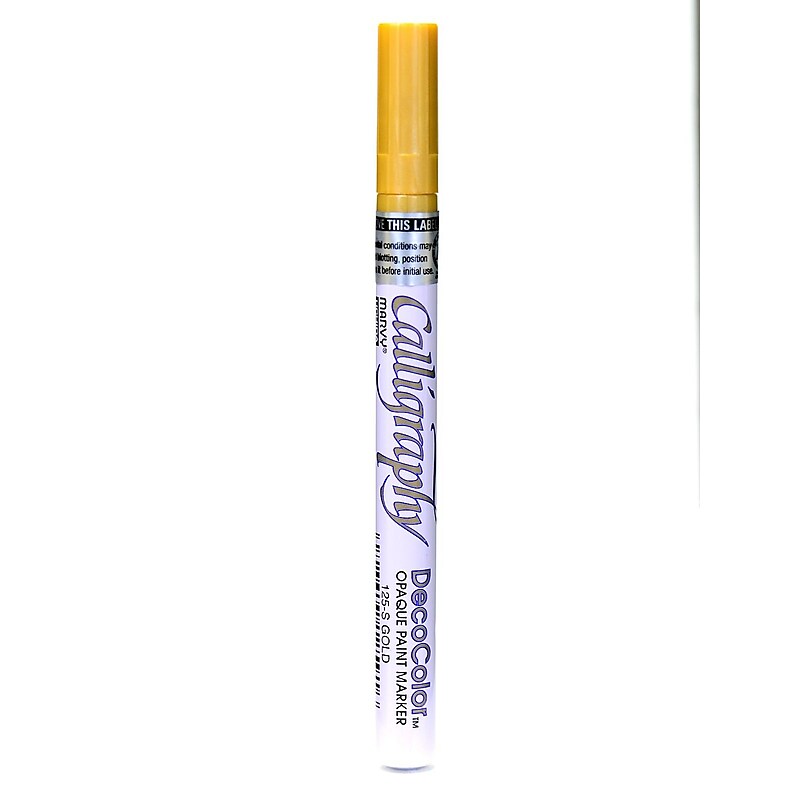 Marvy Uchida Decocolor Calligraphy Paint Markers Metallic Gold [Pack Of 6] (6PK-125-S-GLD) image 1