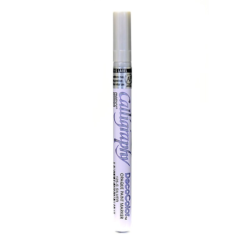 Marvy Uchida Decocolor Calligraphy Paint Markers Metallic Silver [Pack Of 6] (6PK-125-S-SLV) image 1