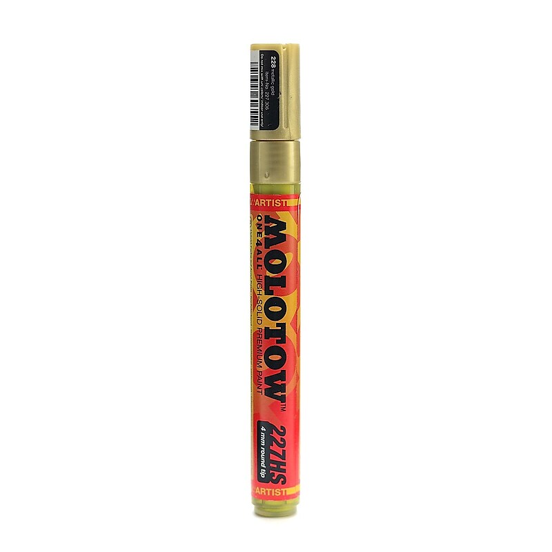 Molotow One4All Acrylic Paint Markers 4 Mm Metallic Gold 228 [Pack Of 3] (3PK-227.306) image 1