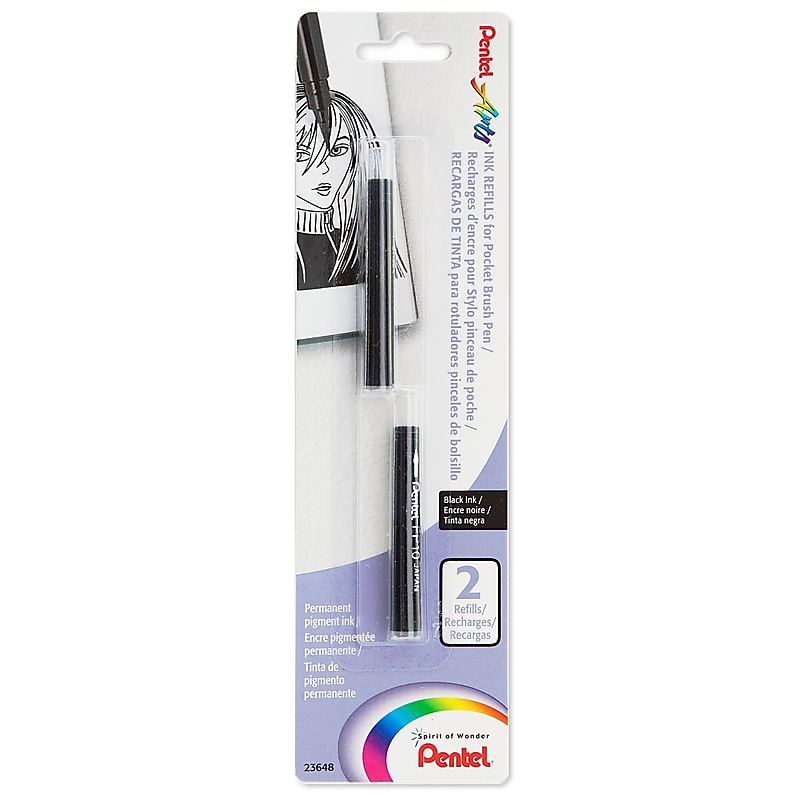 Pentel Pocket Brush Pen Refills, Pack Of 2 Black [Pack Of 4] (4PK-FP10BP2A Black Ink) image 1