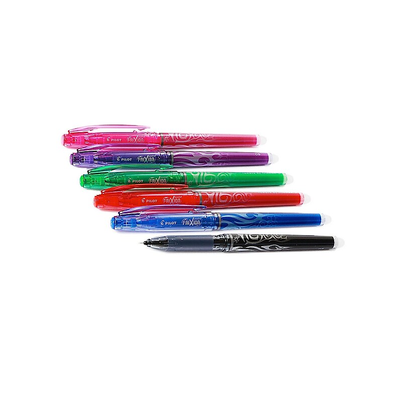 Pilot Frixion Point Erasable Gel Pens Black, Blue, Red, Green, Pink, Purple Set Of 6 0.5 Mm [Pack Of 2] (2PK-FXPC6001-P) image 1