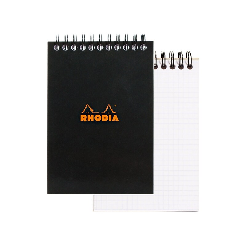 Rhodia Wirebound Notebooks Graph 4 In. X 6 In. Black [Pack Of 5] (5PK-135009) image 1