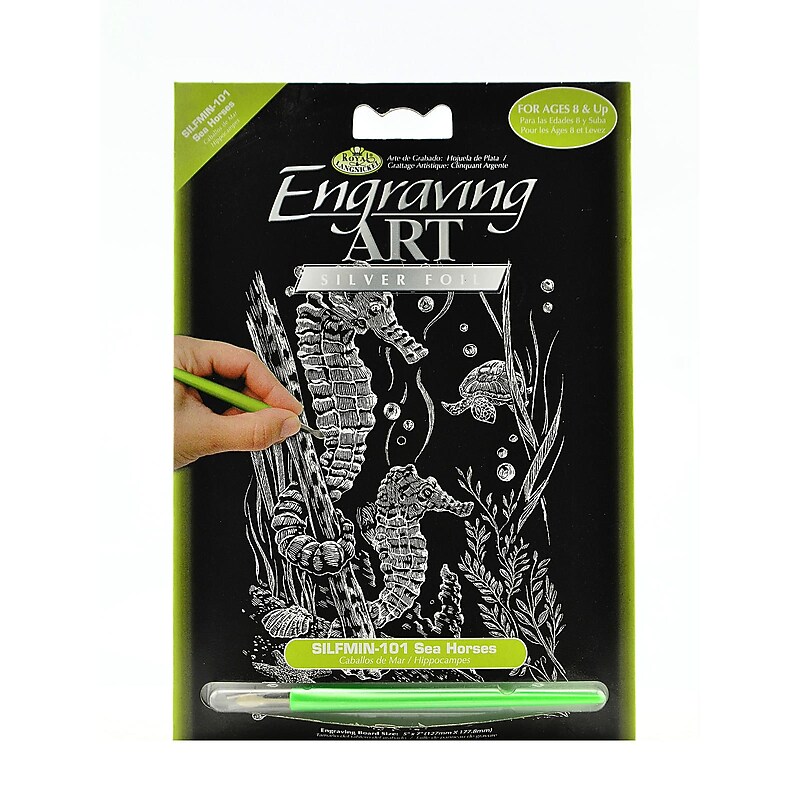 Royal  And  Langnickel Mini Engraving Art Kits Sea Horses Silver [Pack Of 6] (6PK-SILMIN-101) image 1