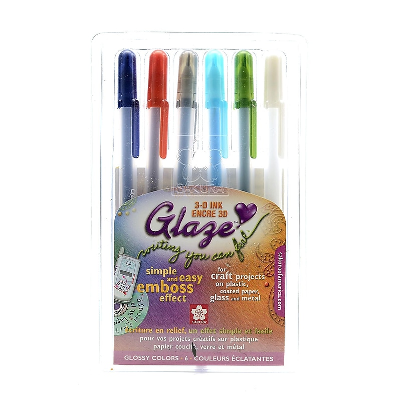 Sakura Gelly Roll Glaze Pens, 0.7 mm, Assorted Colors, 6 Pens/Set, 2 Sets/Pack (74720-PK2) image 1