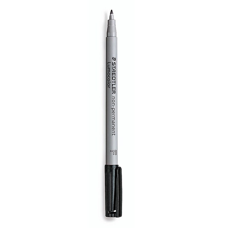 Staedtler Lumocolor Non-Permanent Overhead Projection Markers, Fine Tip, Black, 10/Pack (49725) image 1
