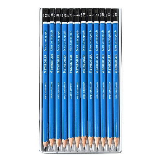 Staedtler Mars Lumograph Art Drawing Pencils 12 Pack Graphite Pencils in Metal Case Break-Resistant Bonded Lead 100 G12