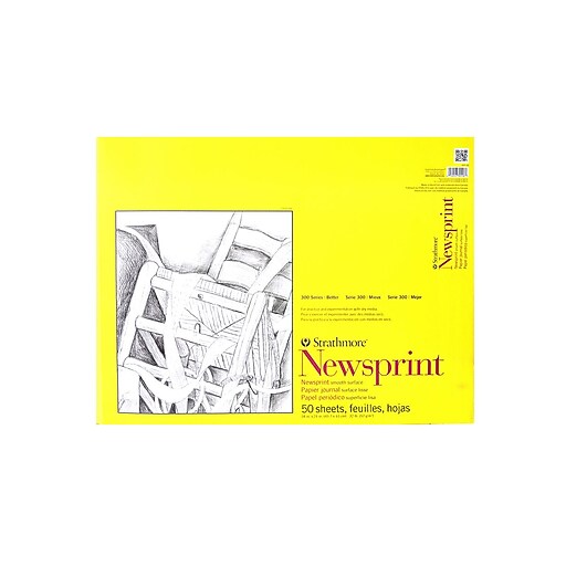 Strathmore 300 Series Newsprint Paper Pads Smooth 50 Sheets 18 In. X 24