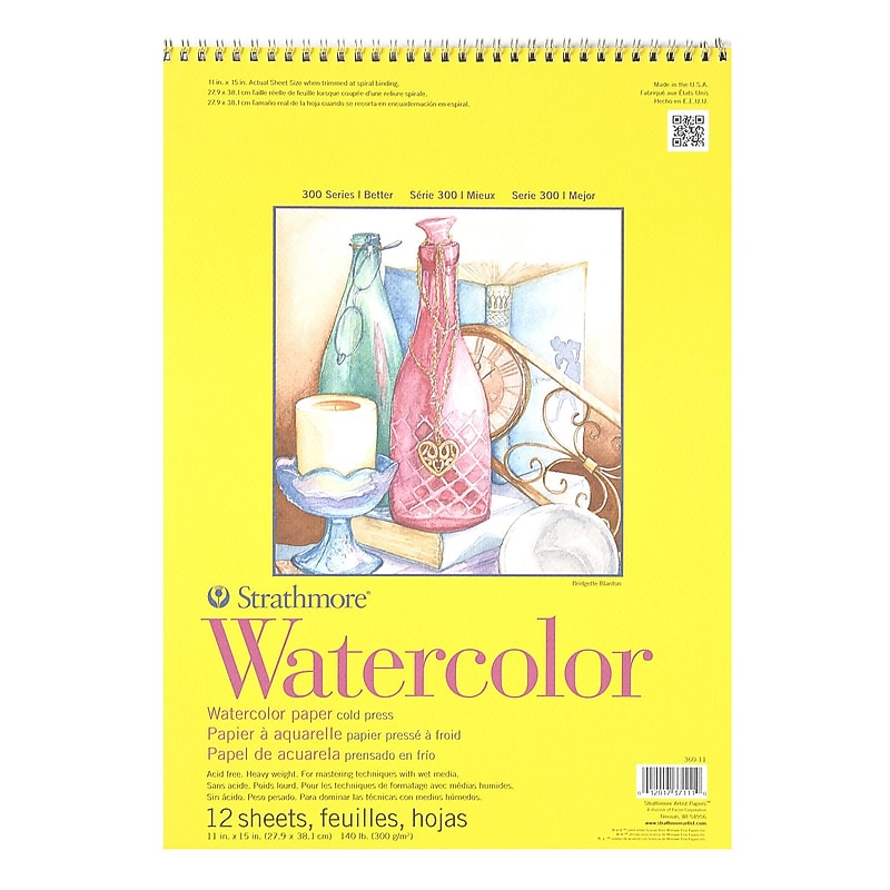 Strathmore 300 Series Watercolor Paper 11 In. X 15 In. Pad Of 12 Wire Bound [Pack Of 2] (2PK-360-11-1) image 1
