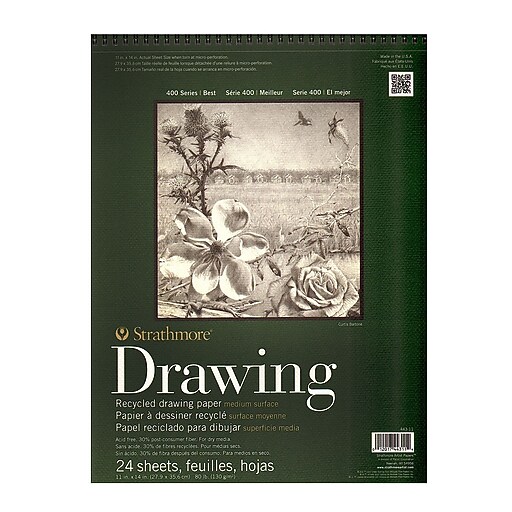 Strathmore 400 Series 11" x 14" Spiral Bound Drawing Sketch Pad, 24