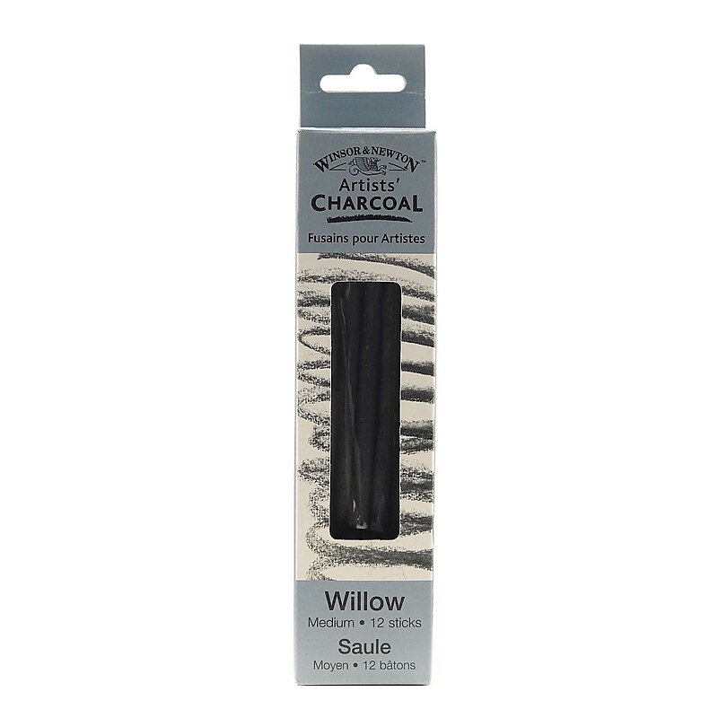 Winsor & Newton Artists' Medium Willow Charcoal, Black, 12/Pack (88527) image 1