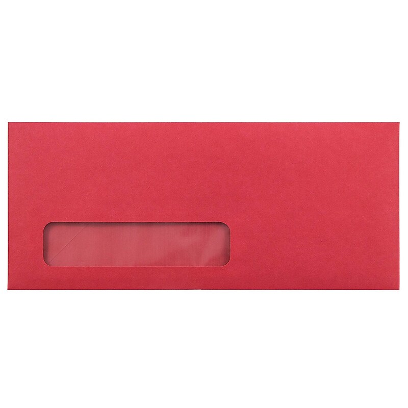 JAM Paper #10 Window Envelope, 4 1/8" x 9 1/2", Red, 50/Pack (1531052I) image 1