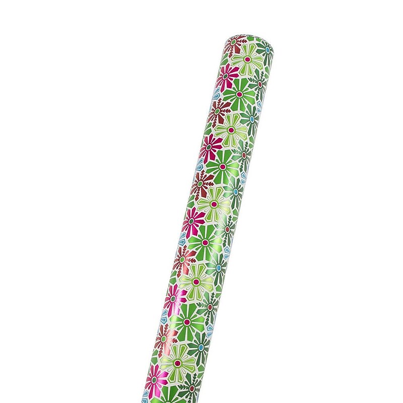 JAM Paper Christmas Wrapping Paper, 22.5 Sq. Ft, Holiday Snowflake Flowers (165531192) image 1