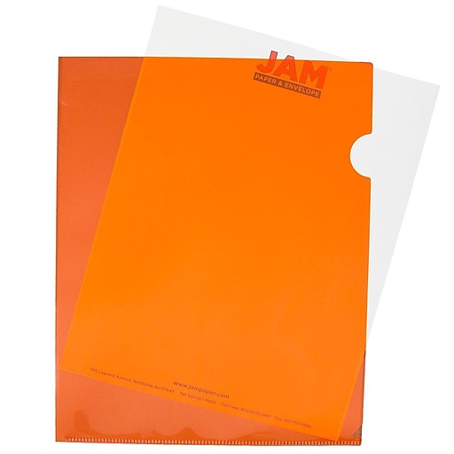 JAM Paper® Plastic Sleeves, 9" x 12", Orange, 12/Pack