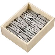 JAM Paper® Wood Clip Clothespins, Medium 1 1/8 Inch, Silver Clothes Pins, 50/Pack (230731035)