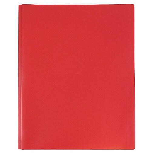 JAM Paper® Plastic Eco Two Pocket Presentation Folder with Clasps, Red, 96/pack (382ECredb