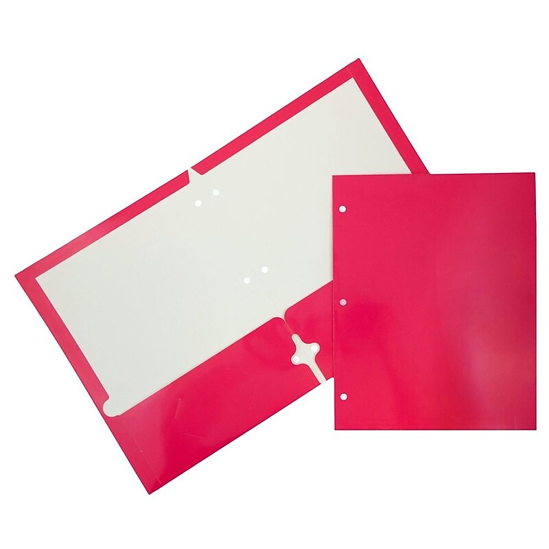 JAM Paper Laminated Glossy 3 Hole Punch Two-Pocket Folders, Fuchsia Hot Pink, 100/Box (385GHPFUB) image 1