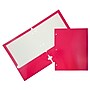 JAM Paper Laminated Glossy 3 Hole Punch Two-Pocket Folders, Fuchsia Hot Pink, 100/Box (385GHPFUB)~#|#~m004543494_sc7