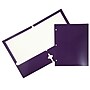 JAM Paper Laminated Glossy 3 Hole Punch Two-Pocket Folders, Purple, 6/Pack (385GHPPUA)~#|#~m004543518_sc7