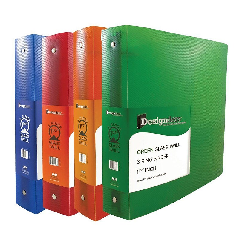 JAM Paper Designders 1 1/2" 3-Ring Non-View Binders, Assorted, 4/Pack (762T15ASSRT) image 1