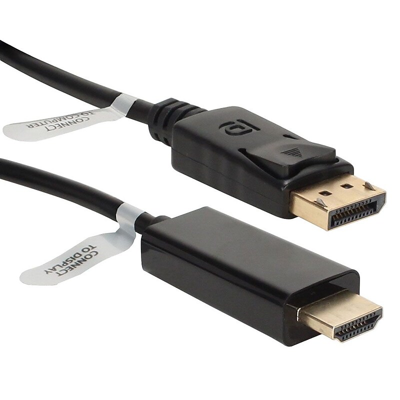 QVS DPHD-06 6' DisplayPort/HDMI Audio/Video Cable, Black image 1