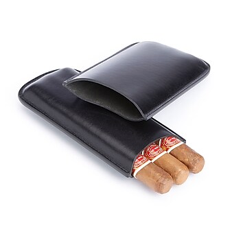 Royce Leather Genuine Italian Leather Triple Cigar Holder (965-BLACK-6)