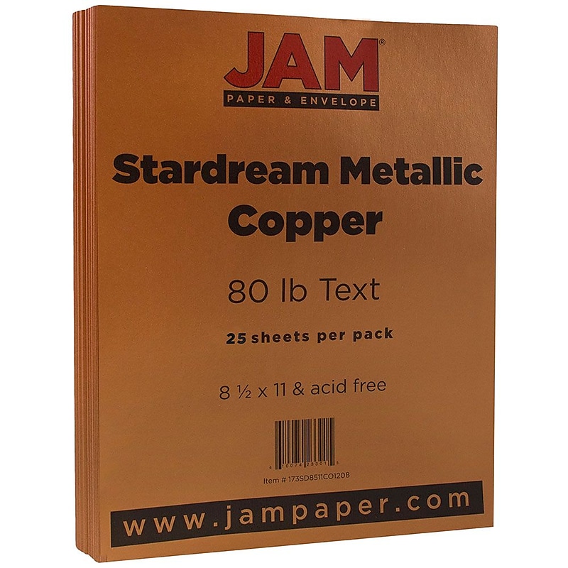 JAM Paper Metallic Colored 8.5" x 11" Copy Paper, 32 lbs., Copper Stardream, 25 Sheets/Pack (173SD8511CO120B) image 1