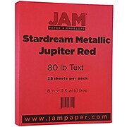 JAM Paper® Metallic 32lb Paper, 8.5 x 11, Jupiter Red Stardream Metallic, 25 Sheets/Pack (173SD8511JU120B)