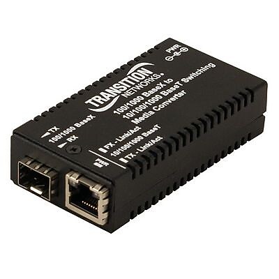 Transition Networks RJ-45 to SFP Slot Mini Gigabit Ethernet Media Converter, Black (M/GE-PSW-SFP-01-NA) Simolary simolary.com