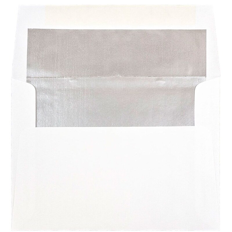 JAM Paper A6 Foil Lined Invitation Envelopes, 4.75 x 6.5, White with Silver Foil, 25/Pack (82927) image 1