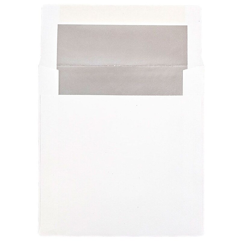 JAM Paper 6 x 6 Square Foil Lined Invitation Envelopes, White with Silver Foil, 25/Pack (3244688) image 1