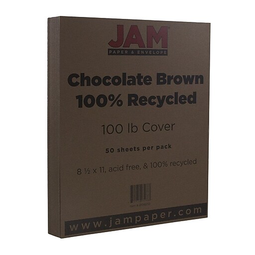 JAM Paper 100 lb. Cardstock Paper, 8.5" x 11", Chocolate Brown, 50
