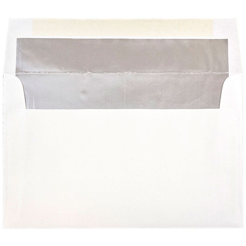 JAM Paper A10 Foil Lined Invitation Envelopes, 6 x 9.5, White with Silver Foil, 25/Pack (900905601) image 1