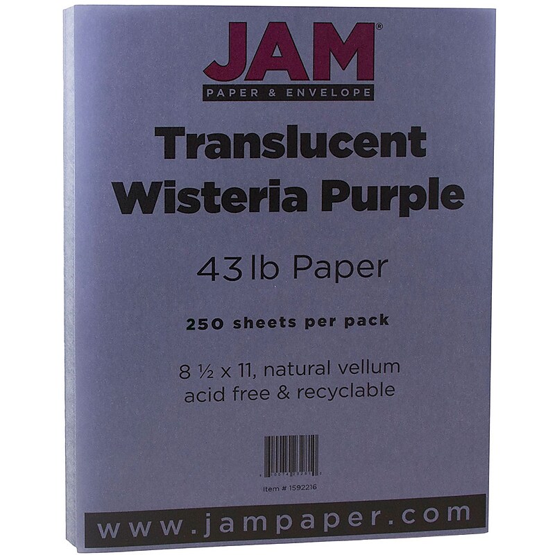 JAM Paper 43 lb. Cardstock Paper, 8.5" x 11", Wisteria Purple, 250 Sheets/Ream (1592216B) image 1