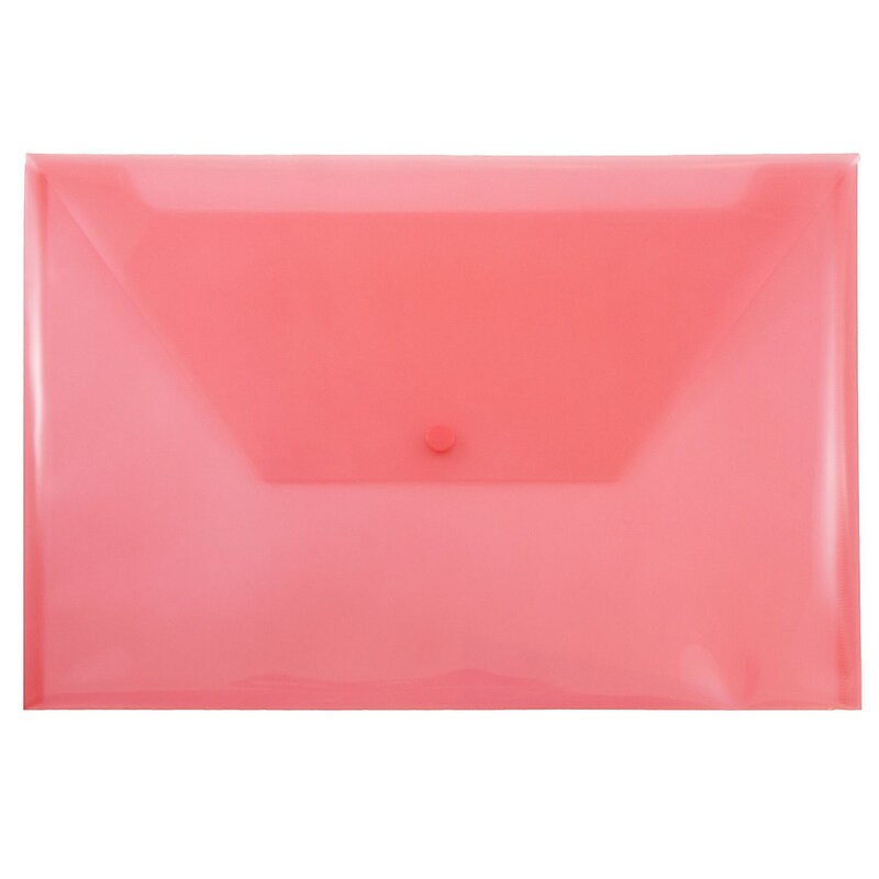 JAM Paper® Plastic Envelopes with Snap Closure, Legal Booklet, 9.75 x 14.5, Red, 12/Pack (219S0RE) image 1