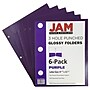 JAM Paper Laminated Glossy 3 Hole Punch Two-Pocket Folders, Purple, 6/Pack (385GHPPUA)~#|#~m004672332_sc7